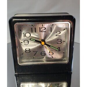 Vintage Quartzmatic Westclox Compact Desk Alarm Clock 3" Analog Square Art Deco